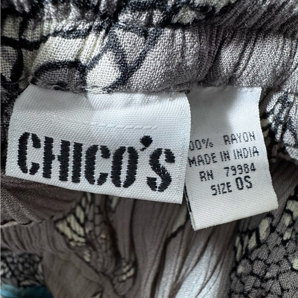 Vintage Chico's Broomstick Maxi Long Skirt Grey Black Fish One Size 90s Y2K - Picture 10 of 14